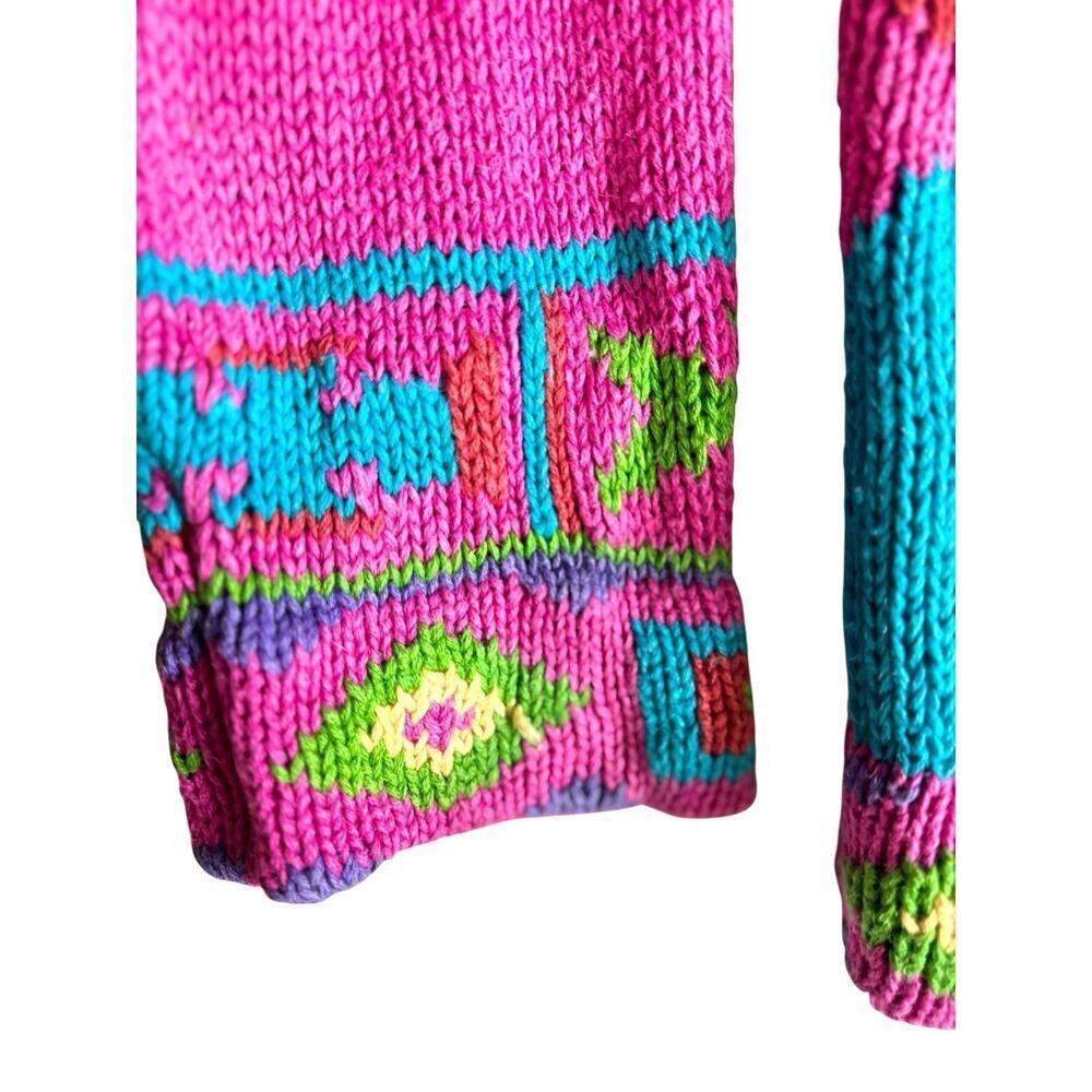 Floral Embroidered‎ Knit Pink Sweater with Beaded Buttons - Picture 4 of 9